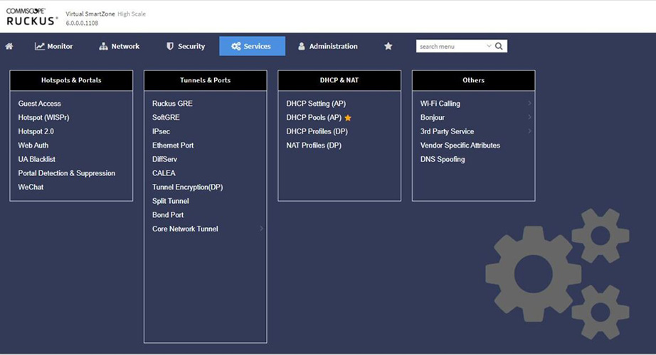 RUCKUS SmartZone New Menu